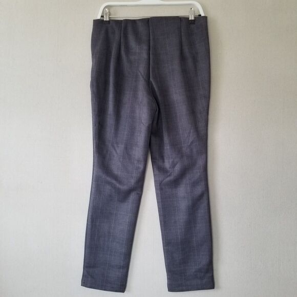 Tahari Faux Suede Pants Pull On Slim Leg Gray Plaid Size M Tummy Control New - Picture 3 of 11